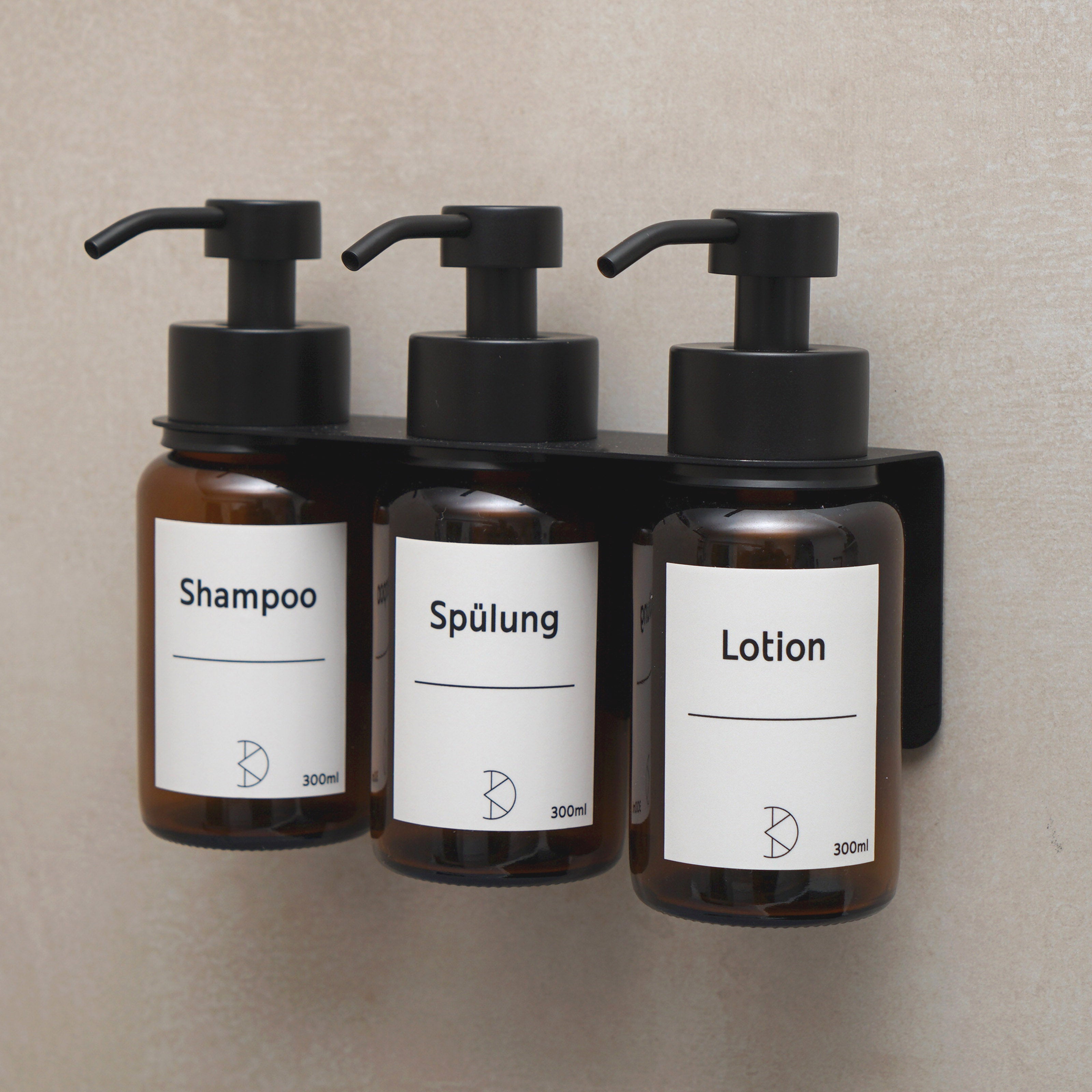 3er Wand-Seifenspender Set: Braunglas & Edelstahl – Perfekte Ordnung ohne Bohren