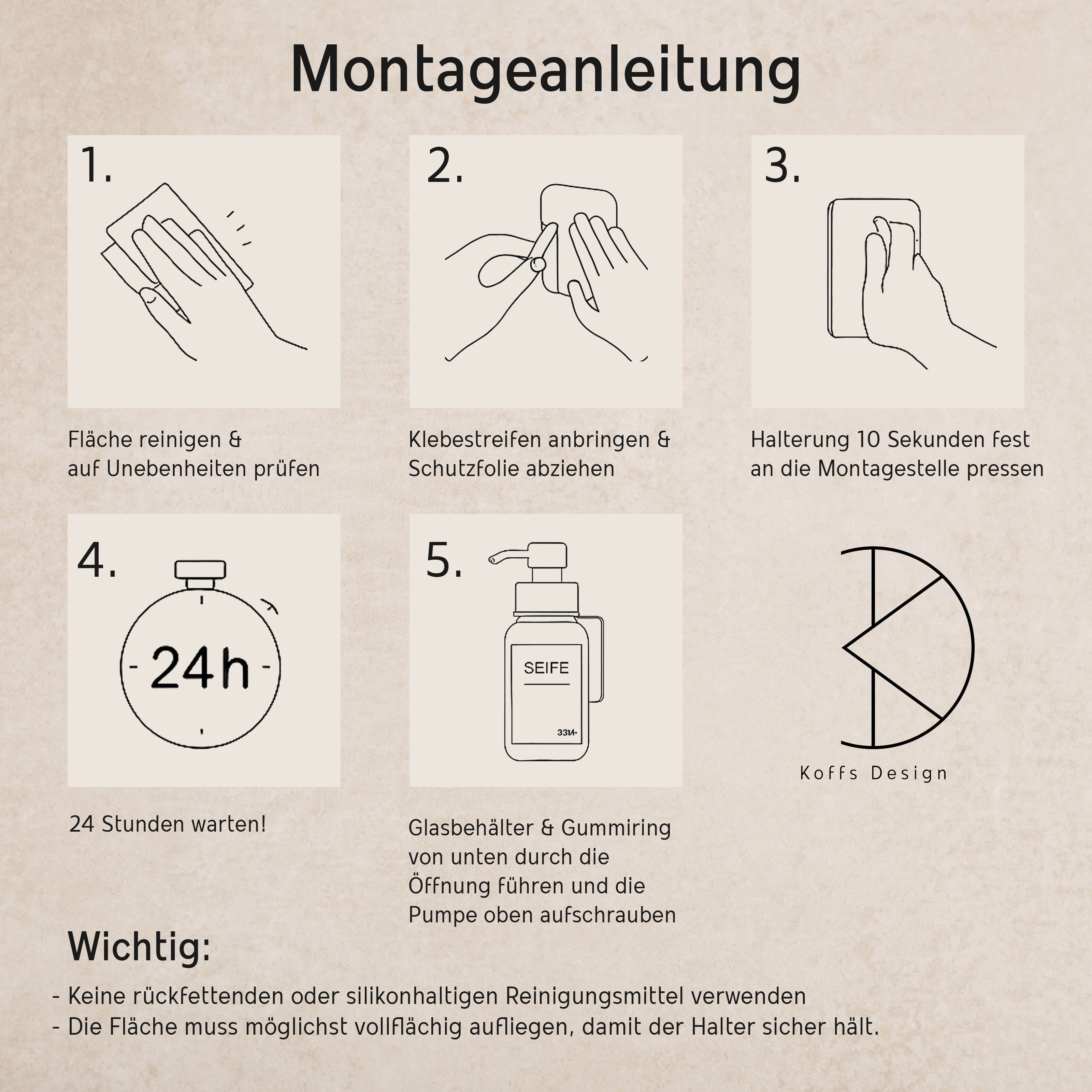 3er Wand-Seifenspender Set: Braunglas & Edelstahl – Perfekte Ordnung ohne Bohren