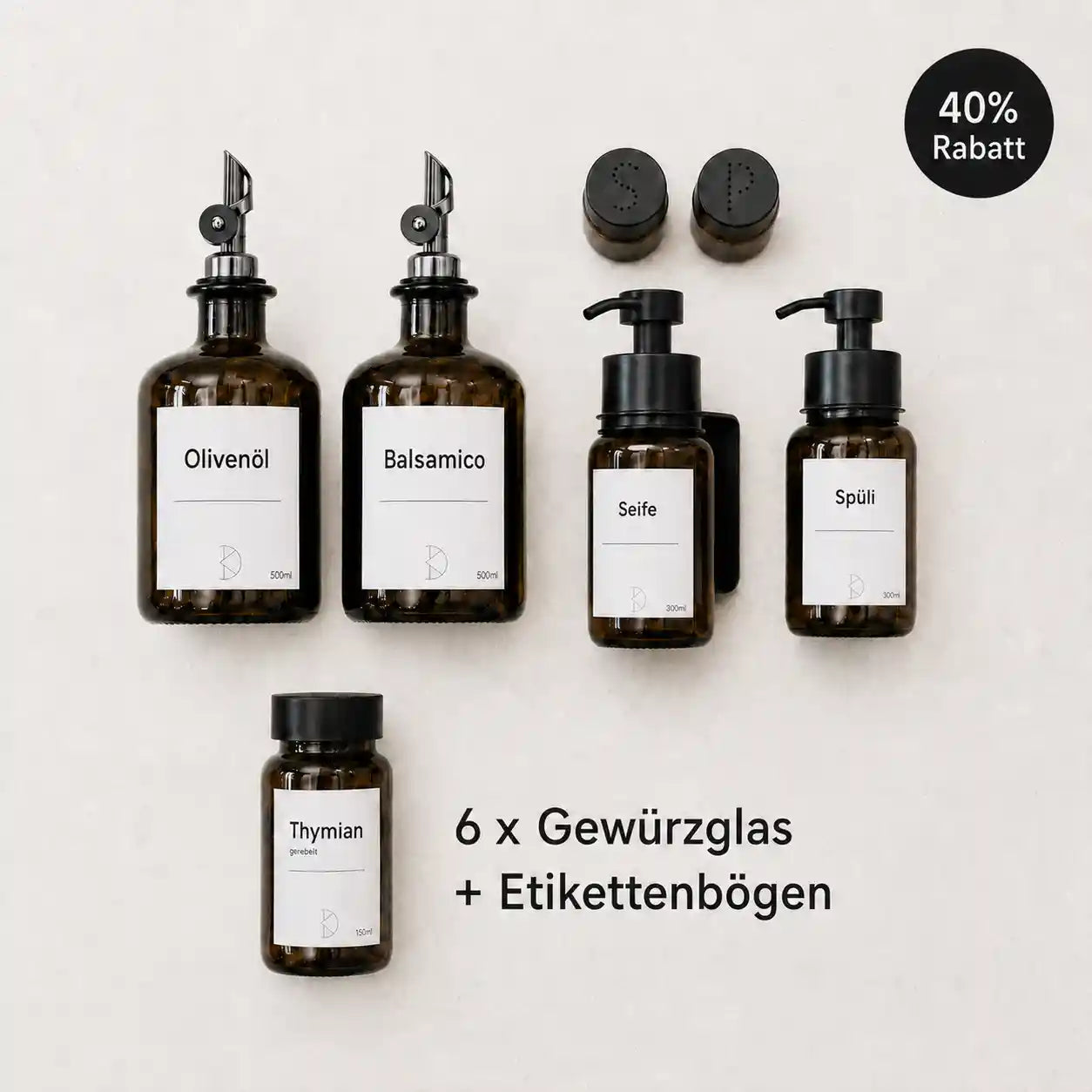 Premium Starter-Set: Perfekte Küchenordnung & Design aus medizinischem Braunglas