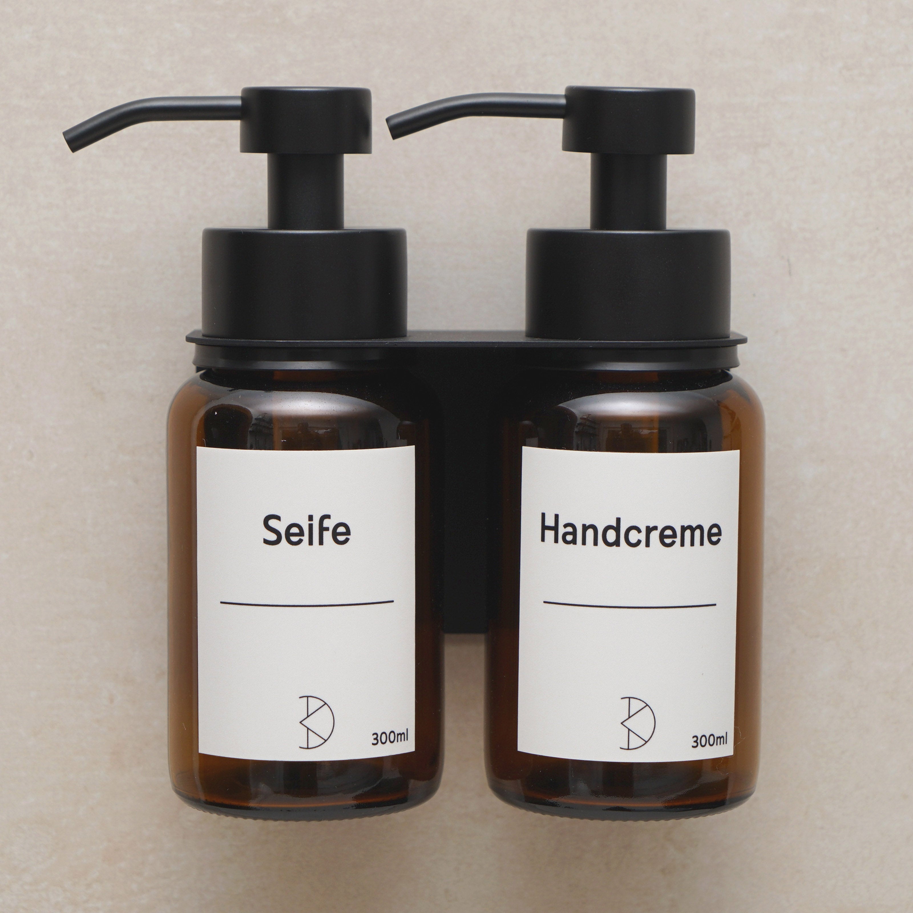 Wand-Seifenspender Set: Braunglas & Edelstahl – Stilvolle Ordnung ohne Bohren