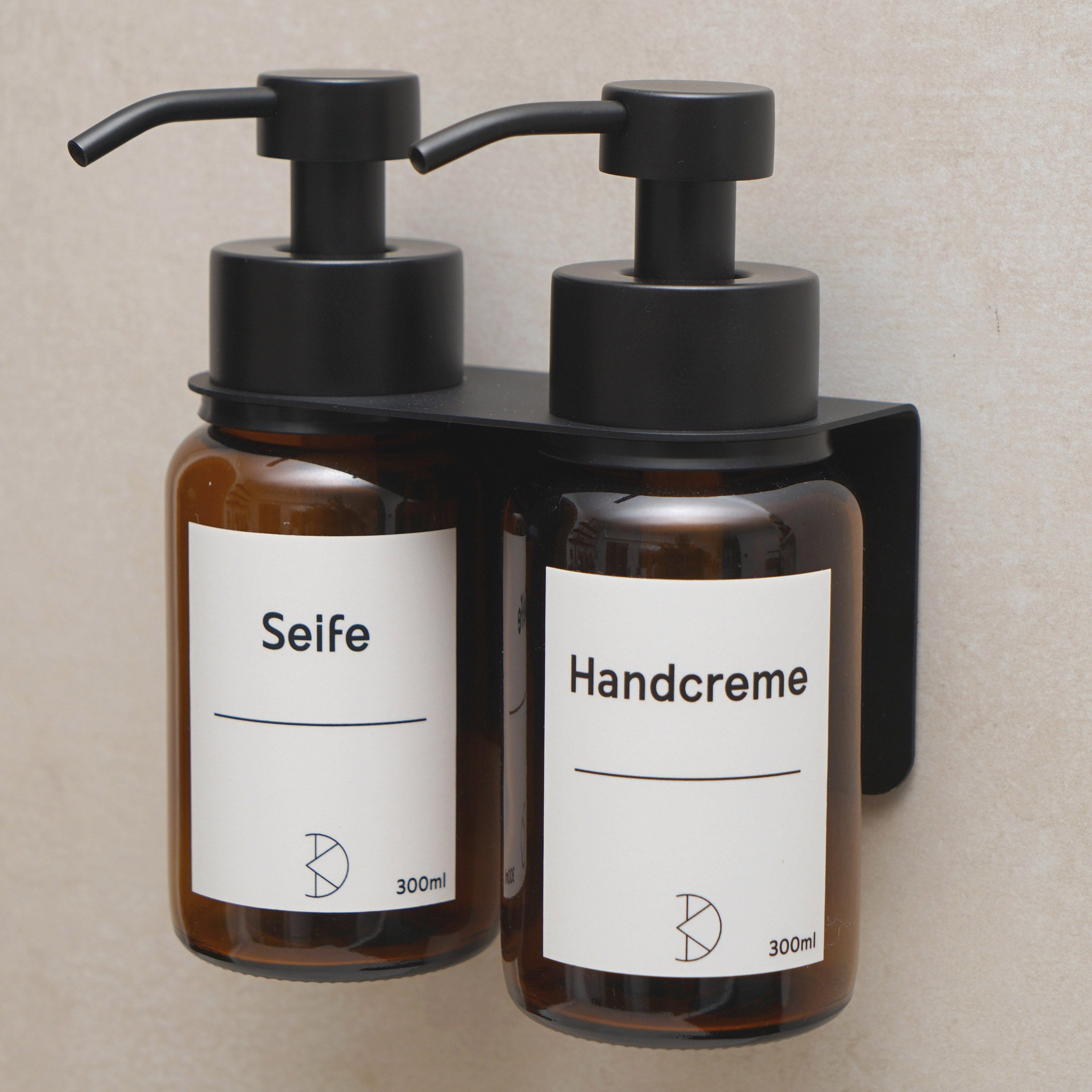 Wand-Seifenspender Set: Braunglas & Edelstahl – Stilvolle Ordnung ohne Bohren