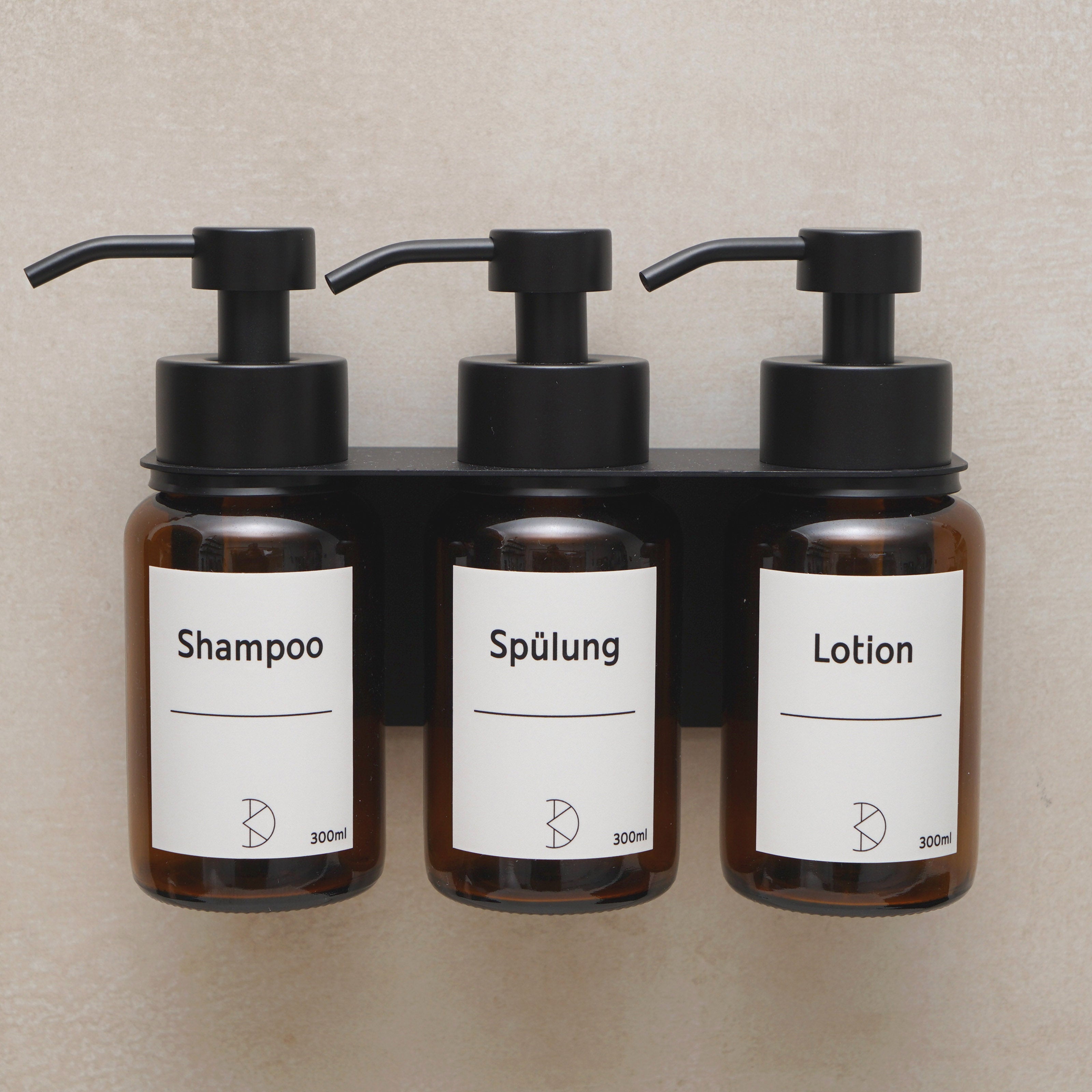 3er Wand-Seifenspender Set: Braunglas & Edelstahl – Perfekte Ordnung ohne Bohren