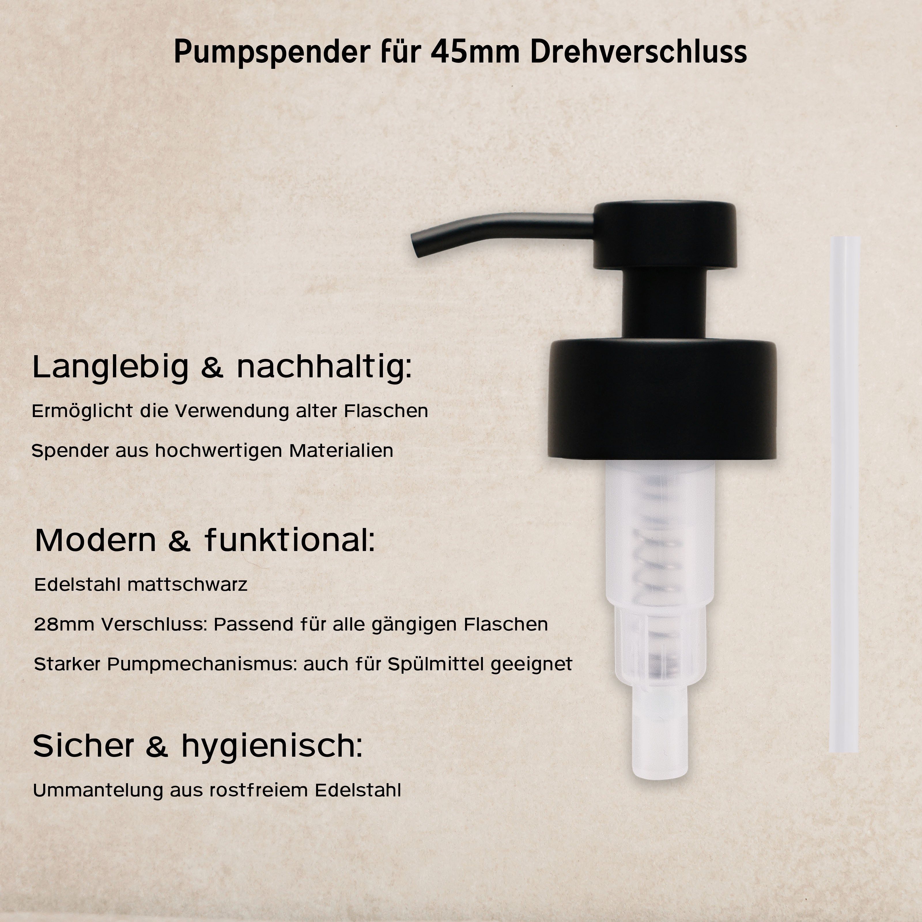 Ersatzpumpe Edelstahl 45mm – Rostfreier Premium Pumpkopf für Weithals-Seifenspender & DIY-Projekte