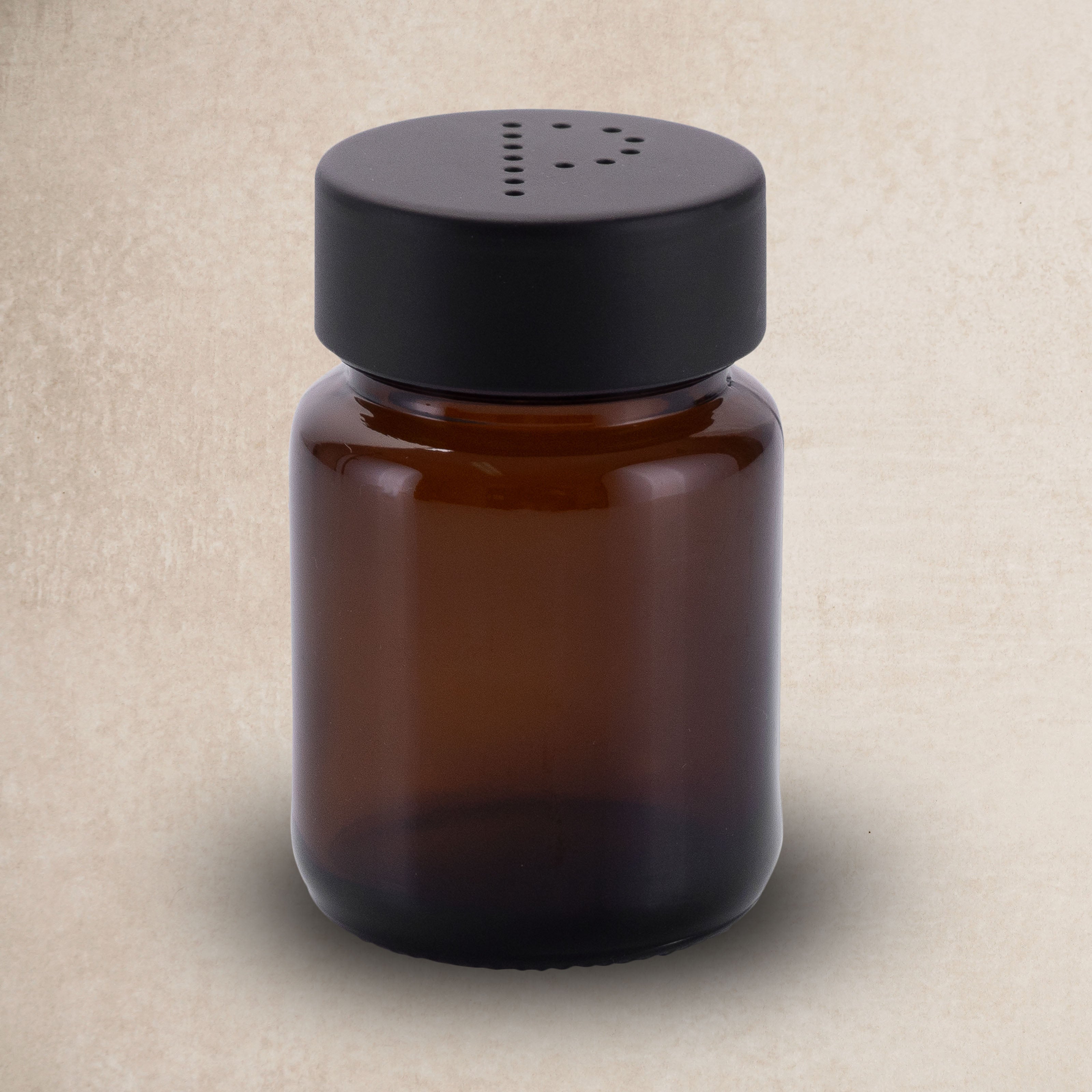 Salz- und Pfefferstreuer aus Braunglas mit Edelstahl-Deckel - Koffs Design