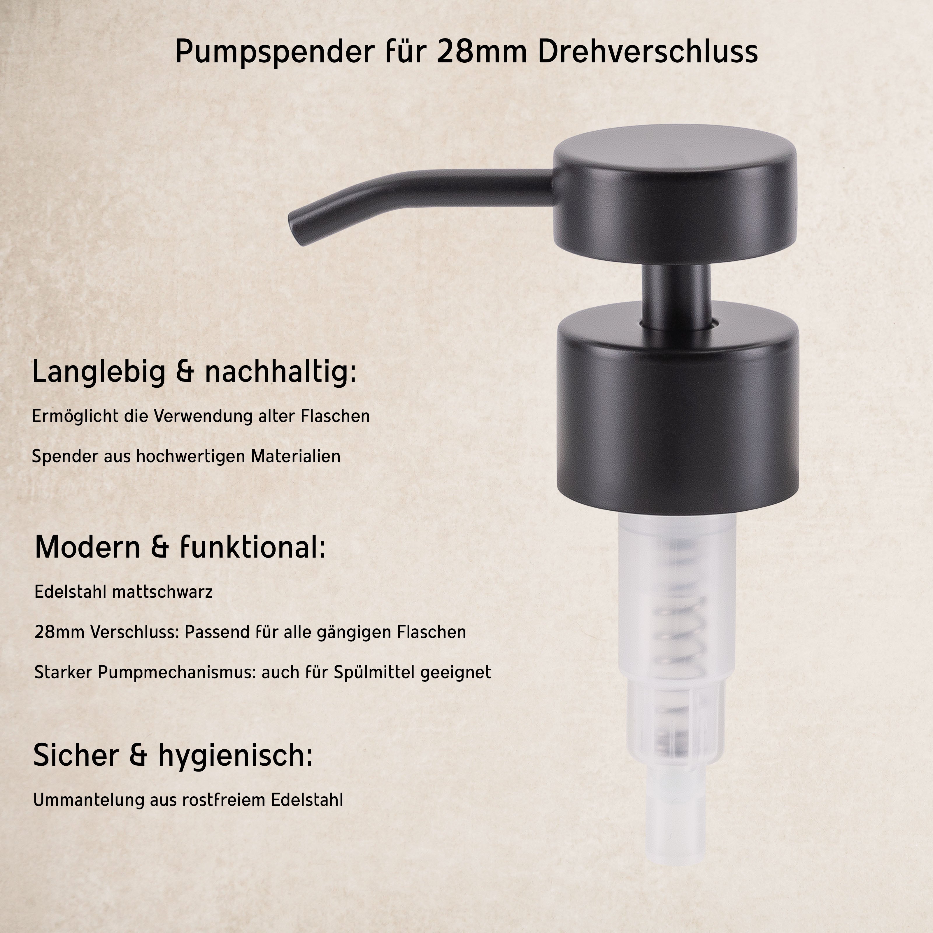 Seifenspender aus Braunglas – 300 ml Designflasche mit Edelstahlpumpe - blanko - Koffs Design